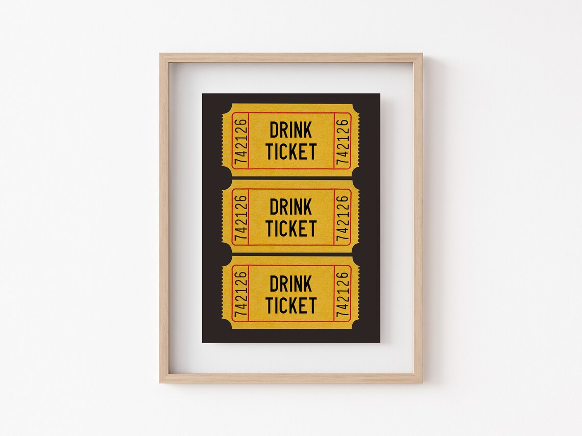 Bar Cart Drink Ticket Art Print, Trendy Bar Decor - Image 2