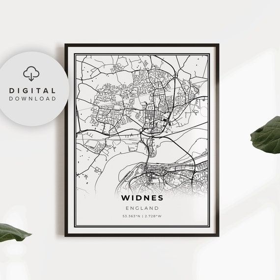 Widnes Map Print England Uk Art Poster United Kingdom City Street Road Gift Mom Np409