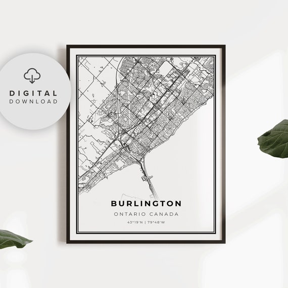 Burlington Map Print Ontario On Canada Art Poster Toronto Gta City Street Road Of Np528
