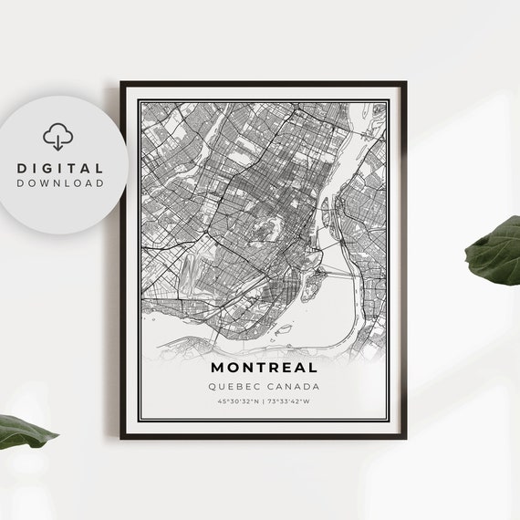 Montreal Map Print Qc Canada Art Poster City Street Road Np725