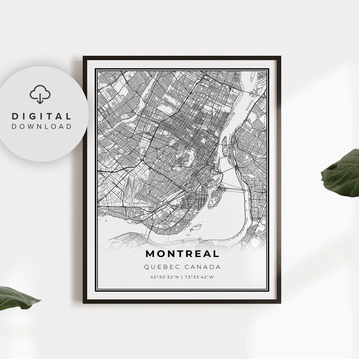 Montreal Map Print Qc Canada Art Poster City Street Road Np725