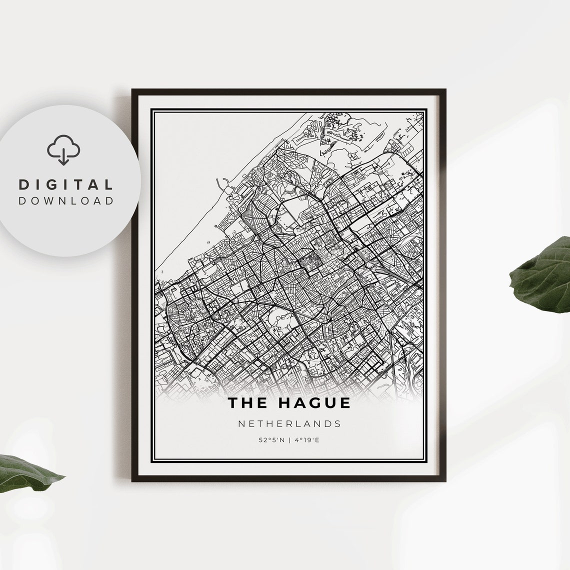 The Hague Map Print Netherlands Nederland Holland City Street Road Wall Art Np521