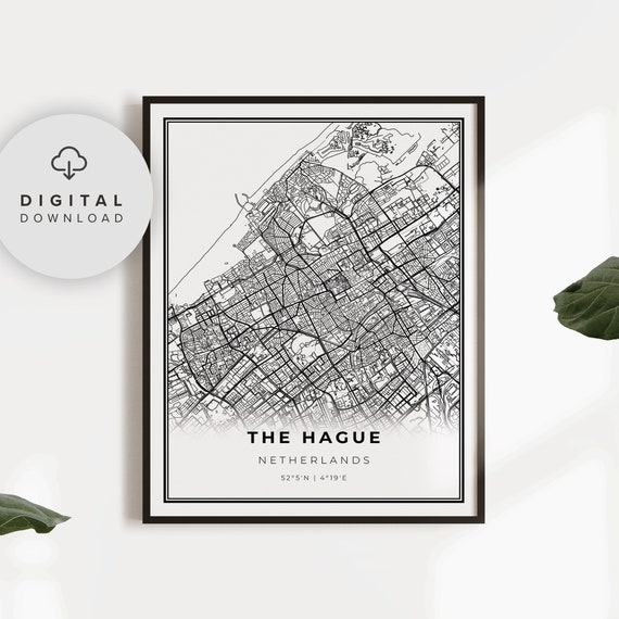 The Hague Map Print Netherlands Nederland Holland City Street Road Wall Art Np521