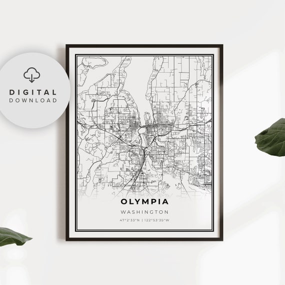 Olympia Map Print Washington Art Poster City Street Road Prints Entryway Np318