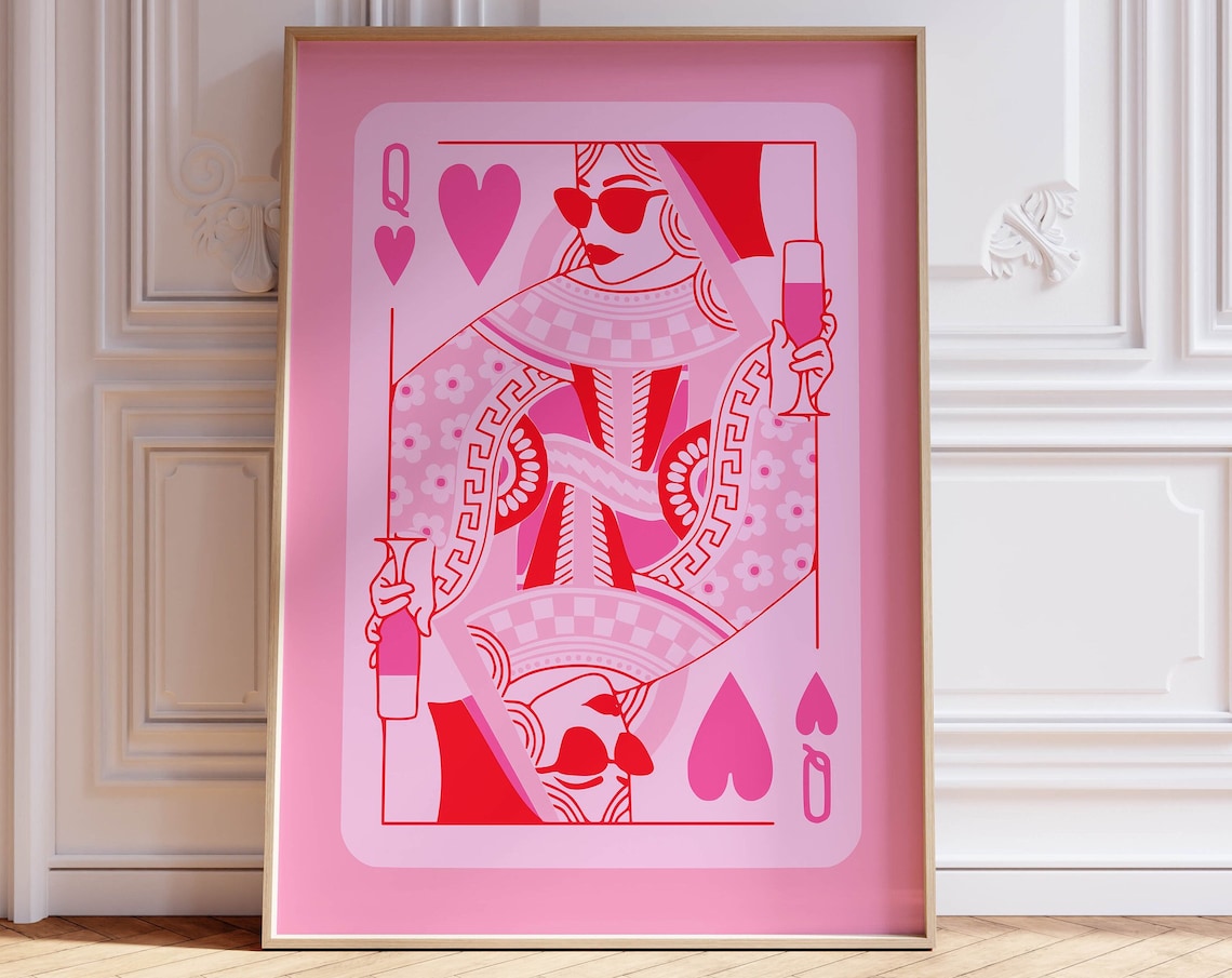 Queen Of Hearts Funky Pink Room Art Print