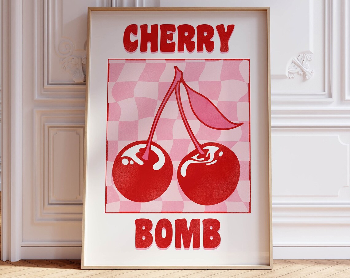 Cherry Poster, Femme Aesthetic Kitchen Art Print