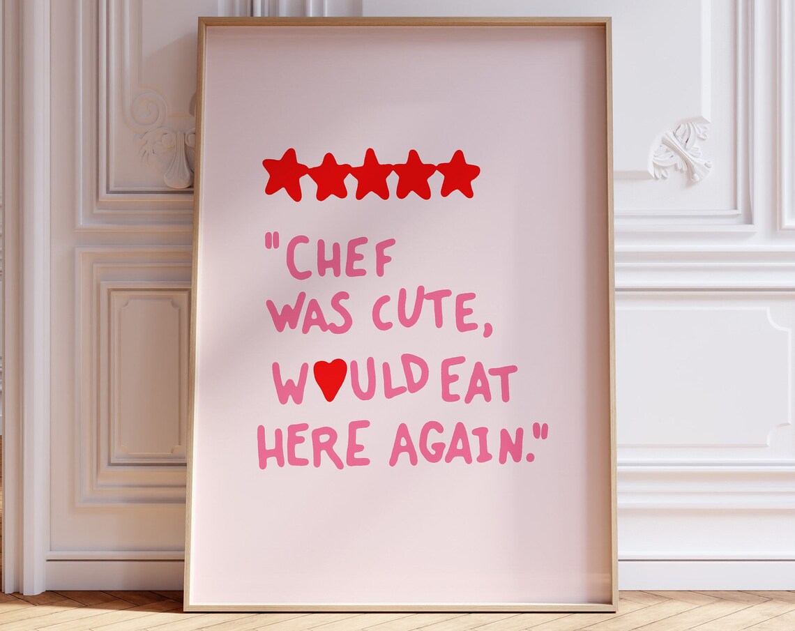 Retro Kitchen Food Decor Art Print, Girly Pink