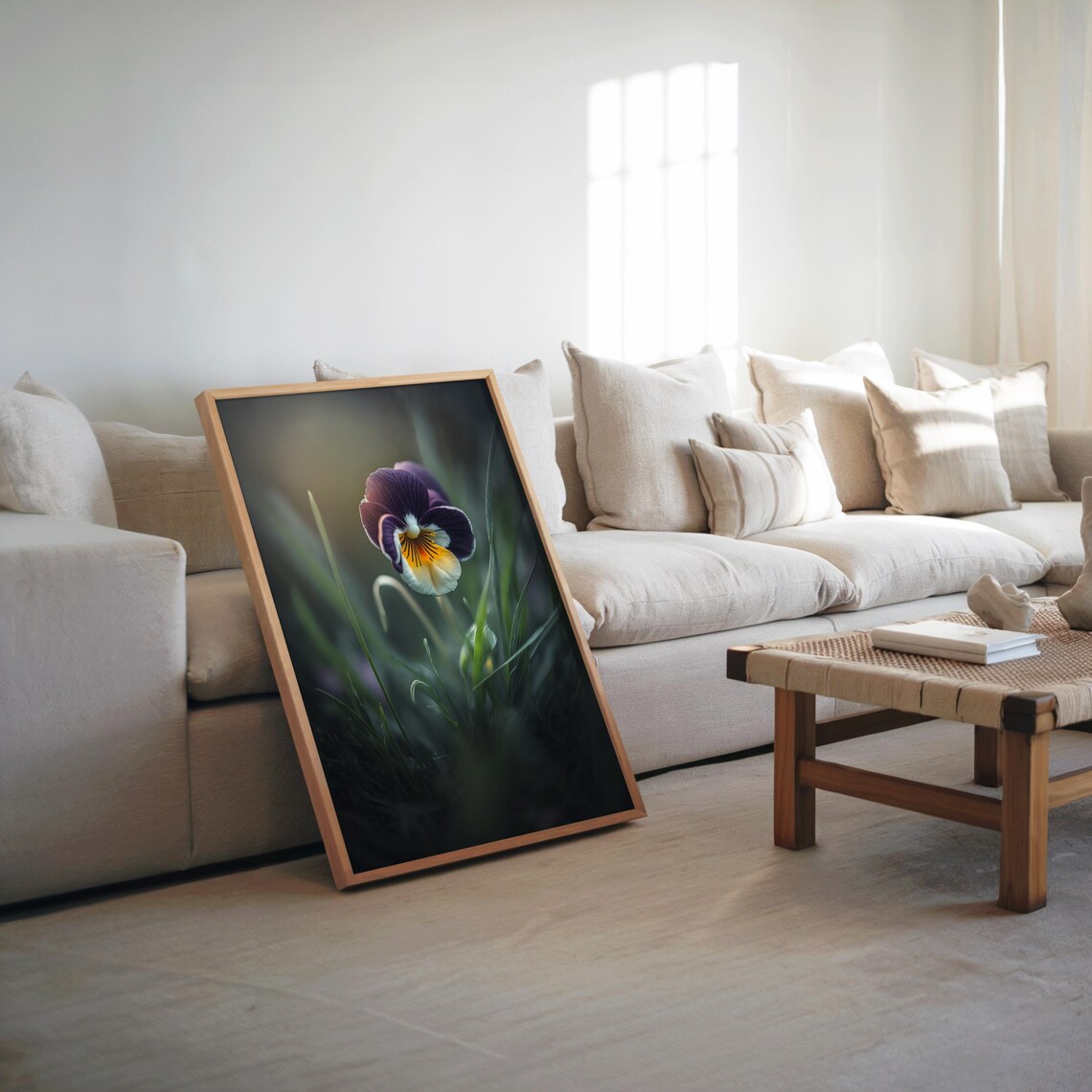 Purple Pansy Flower Poster Moody Macro Photography Dark Floral Art