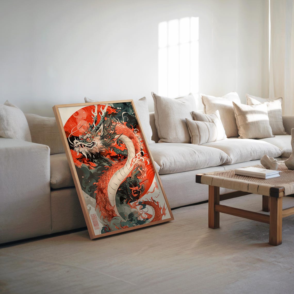 Maximalist Retrofuturism Dragon Flight Art Red Sun Imagery Pixel Artwork Screen Prints Cool Tones
