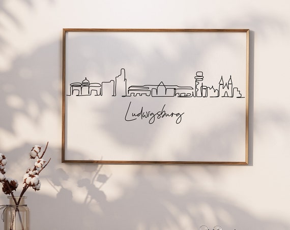 Ludwigsburg Skyline Horizontal Wall Art Skyline Home Decor Instant Ludwigsburg Travel Wall