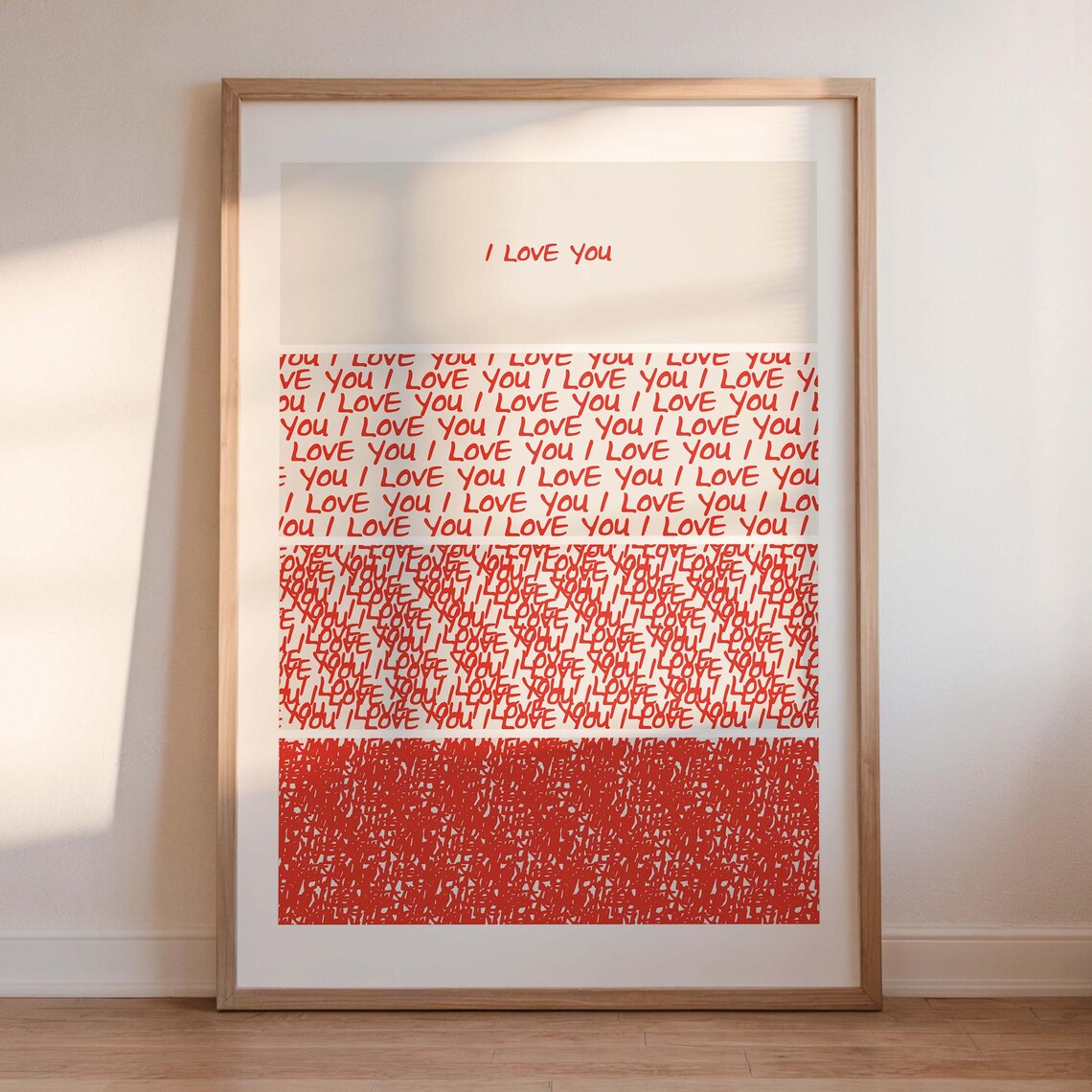 I Love You Red Handwritten Typography Romantic Love Quote Art Poster