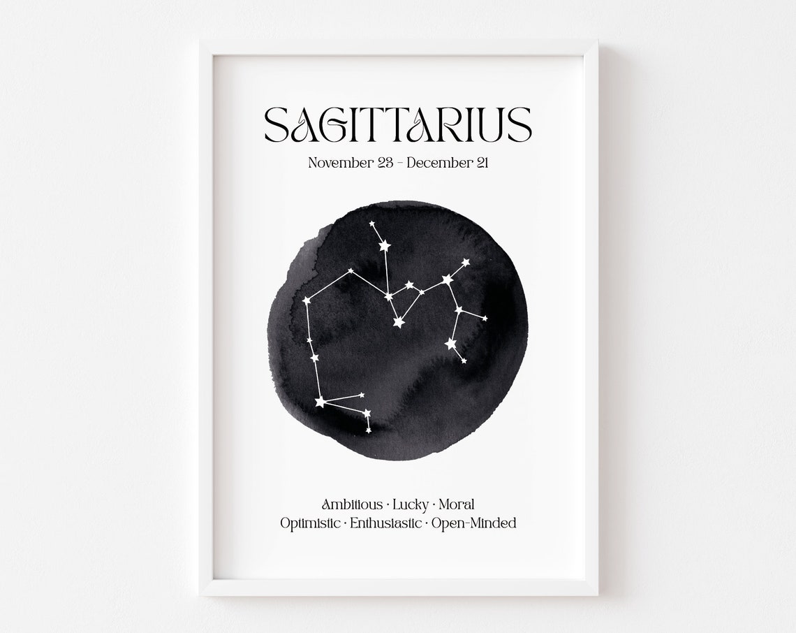 Sagittarius Zodiac Star Constellation Astrology Birth Sign Poster