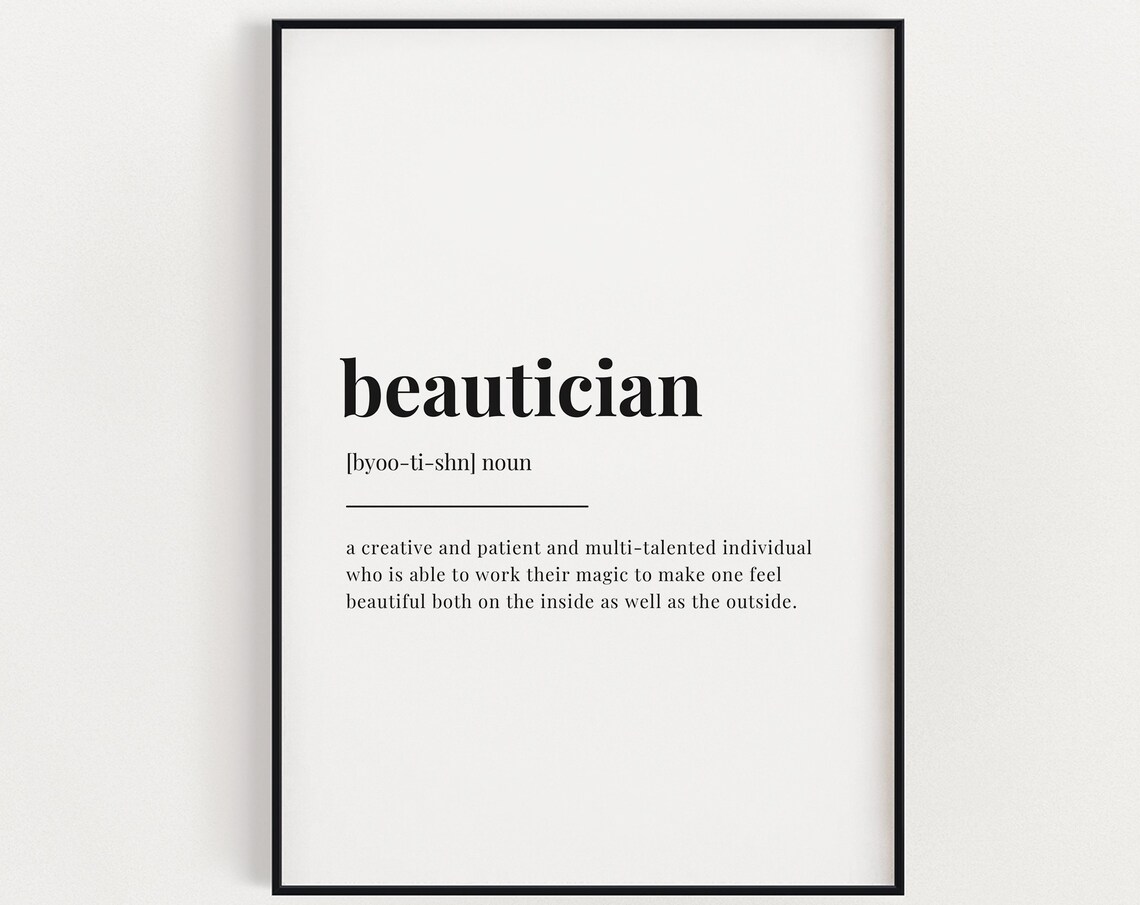 Beautician Definition Dictionary Style Salon Decor Quote Poster