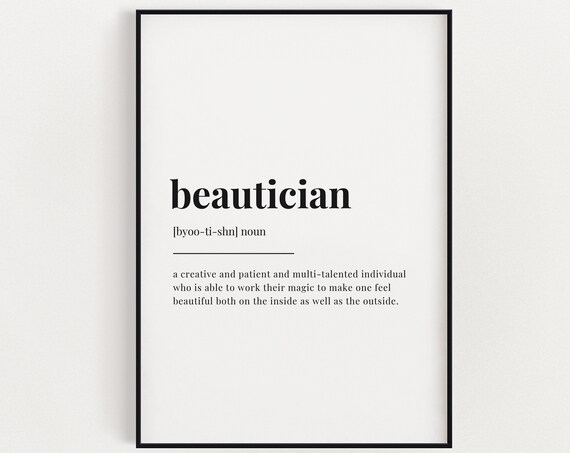 Beautician Definition Dictionary Style Salon Decor Quote Poster