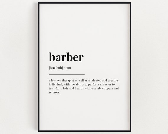 Barber Definition Meaning, Gift for Barber Print