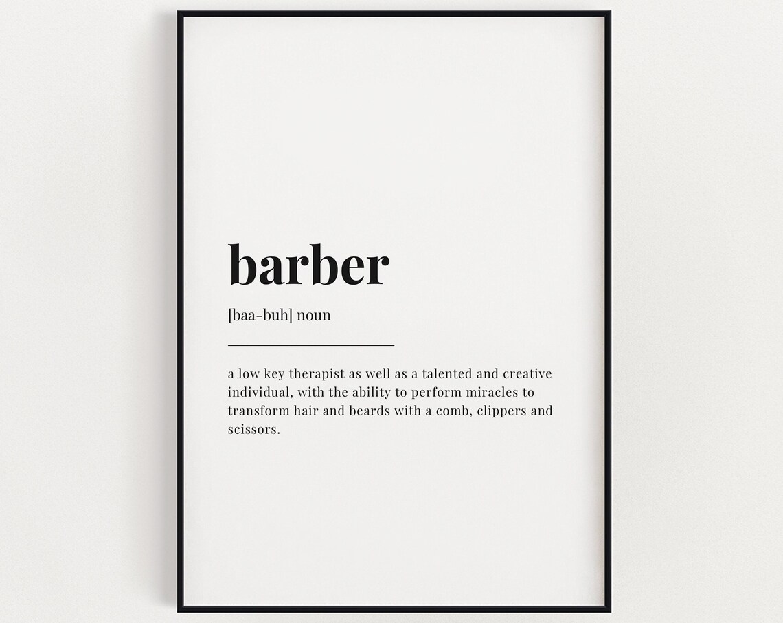 Barber Definition Meaning, Gift for Barber Print