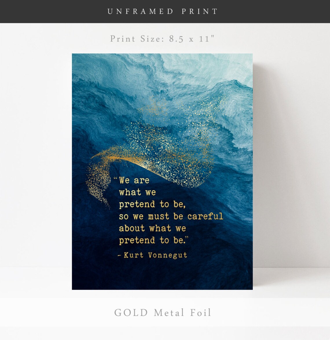 Kurt Vonnegut Gold Text Literary Wall Art Print - Image 3