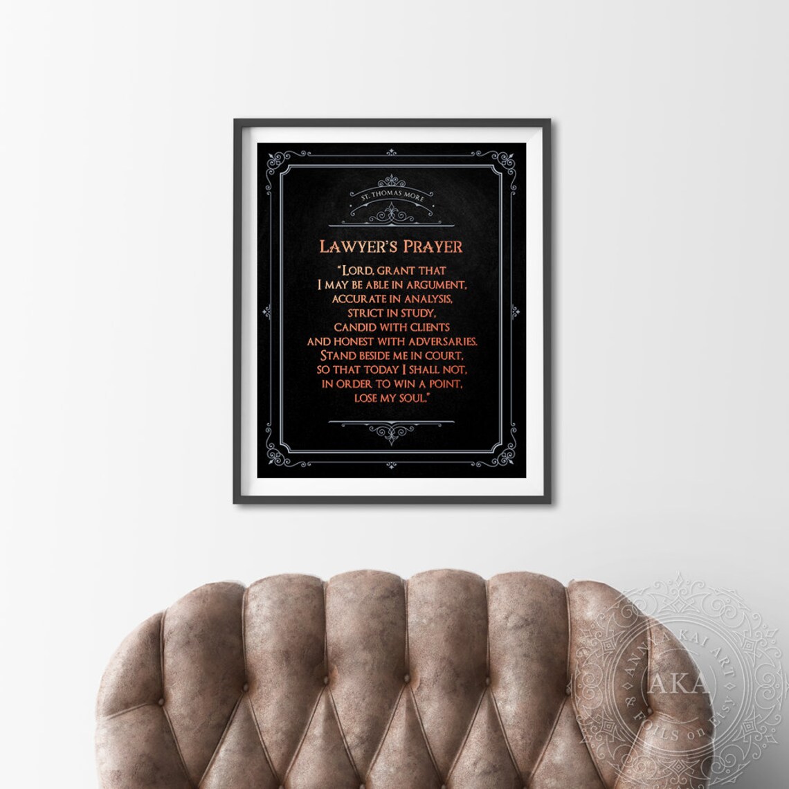 Lawyers Prayer St Thomas More Gold Foil Quote Black Law Office Poster - Image 5