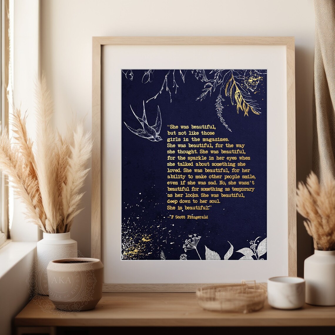 She Was Beautiful Quote Art Print, F. Scott Fitzgerald - Image 4