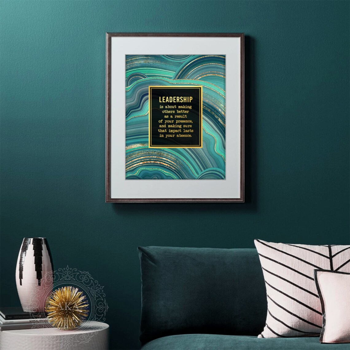 Leadership Is About Making Others Better Gold Teal Agate Wall Art - Image 4