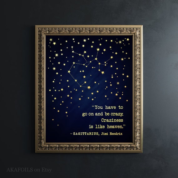 Sagittarius Gift December Birthday Gift For Her Sagittarius Zodiac Art Gold Sagittarius Star Constellation December Birthday For Men