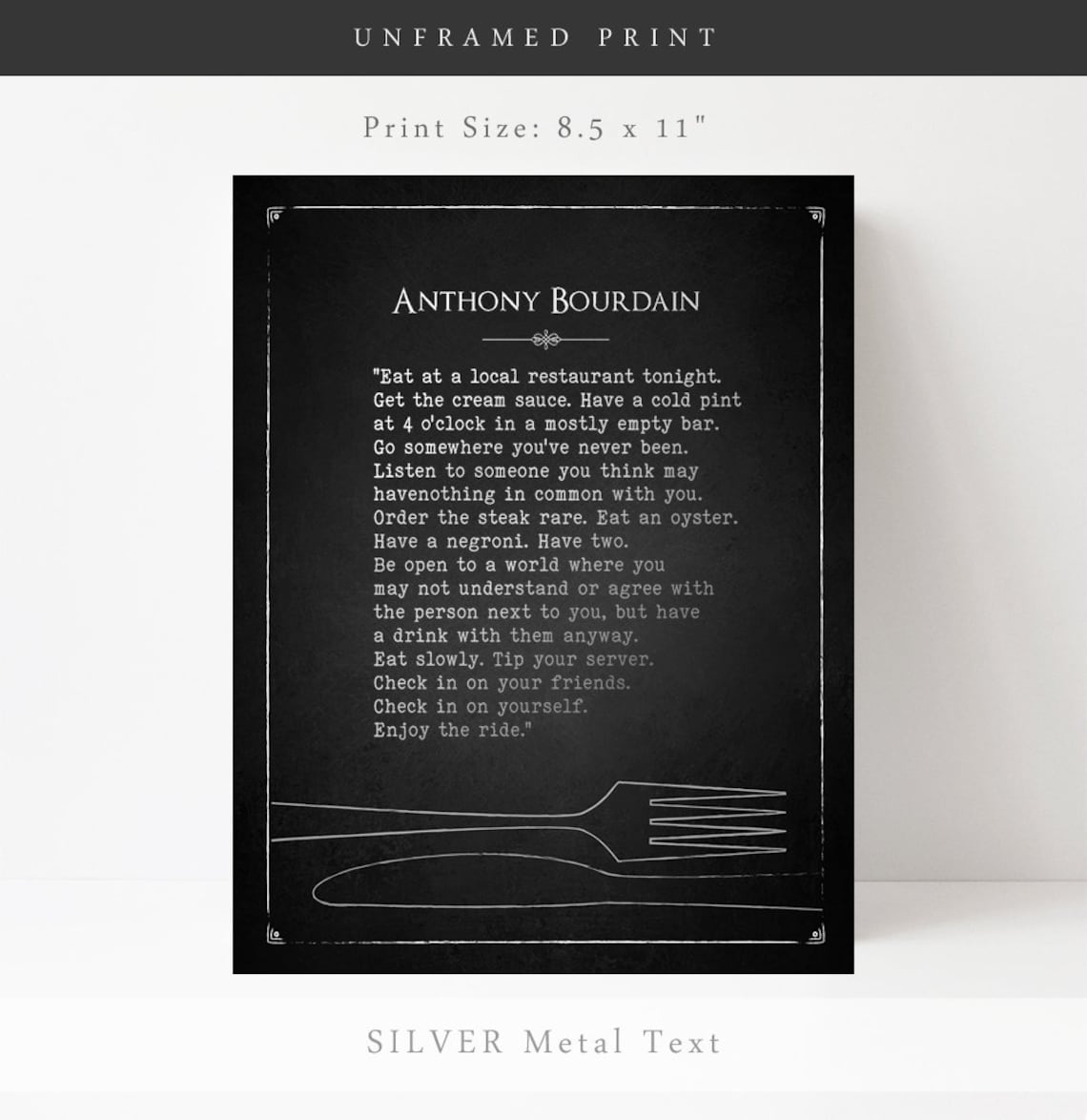 Anthony Bourdain Quote, Chalkboard Style Art Print - Image 3