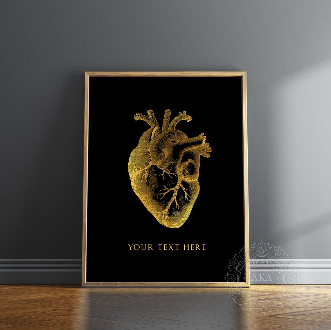 Personalized Doctor Gold Anatomical Heart Art Print - Image 5