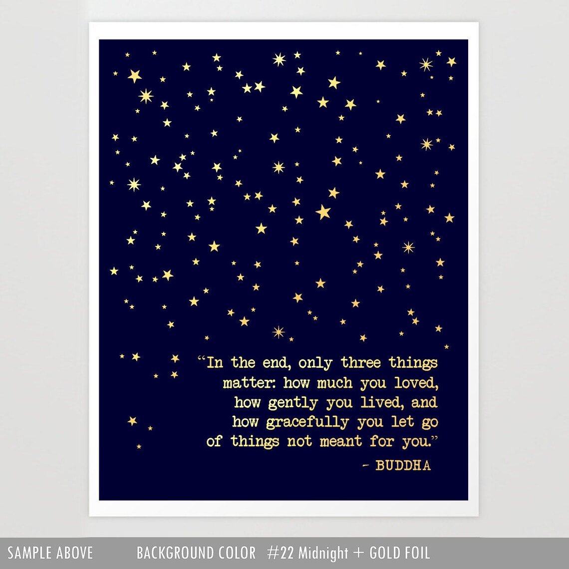 Buddha Quote Art Print, Gold Foil Typewriter Font - Image 2