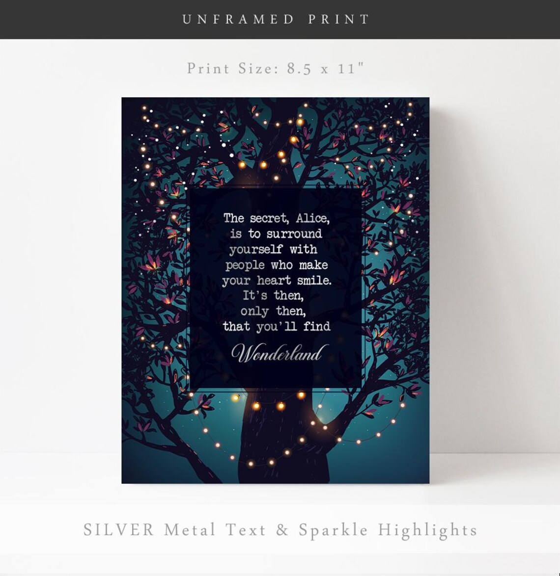 Alice In Wonderland Gold Lewis Carroll Quote Art Print - Image 2