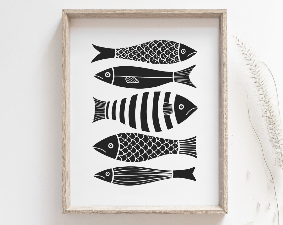 Fish Print, Minimalist Scandinavian Nautical Art