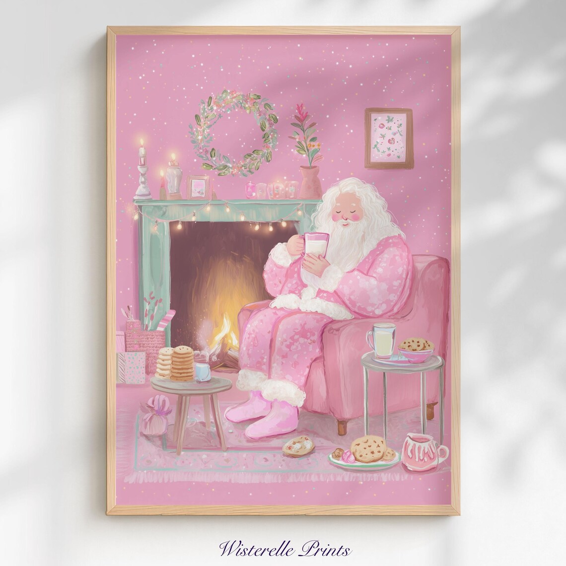 Santa Coquette Christmas Art Print, Dorm Decor