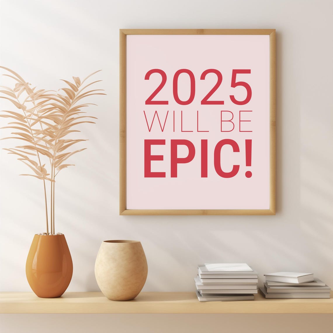 2025 Will Be Epic Red Typography Blush Pink New Year Party Poster - Image 2