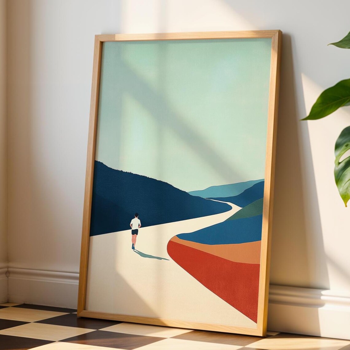 Running Minimalist Art Print Poster Gift