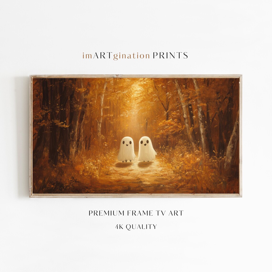 Autumn Vintage Landscape With Ghosts, Halloween Art Print