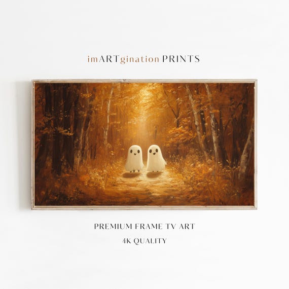 Autumn Vintage Landscape With Ghosts, Halloween Art Print