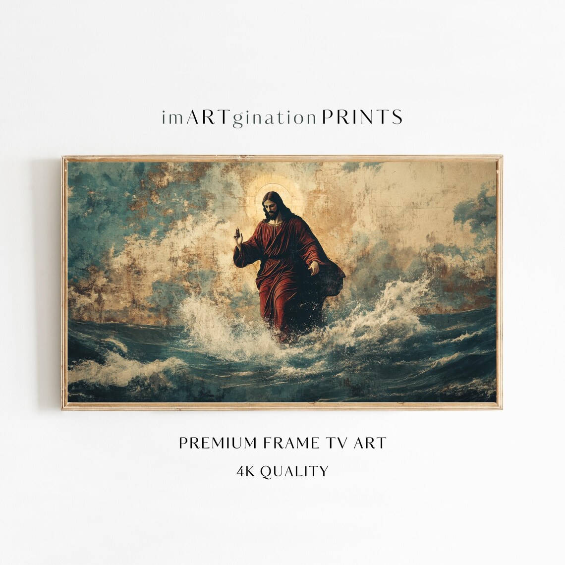 Jesus Walking On Water Vintage Christmas Art Print