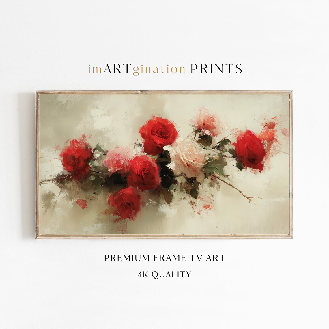 Vintage Red Roses Valentine Floral Art Print