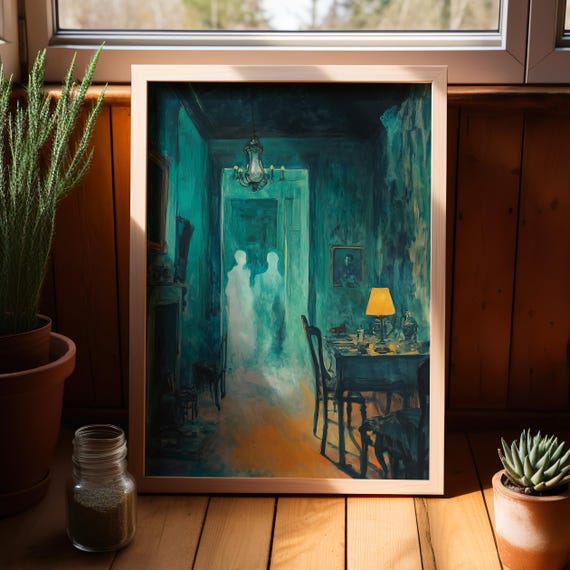 Victorian Spectral Figures Impressionism Painting Poster Or Canvas Print Ghostly Spooky Art Halloween Decor