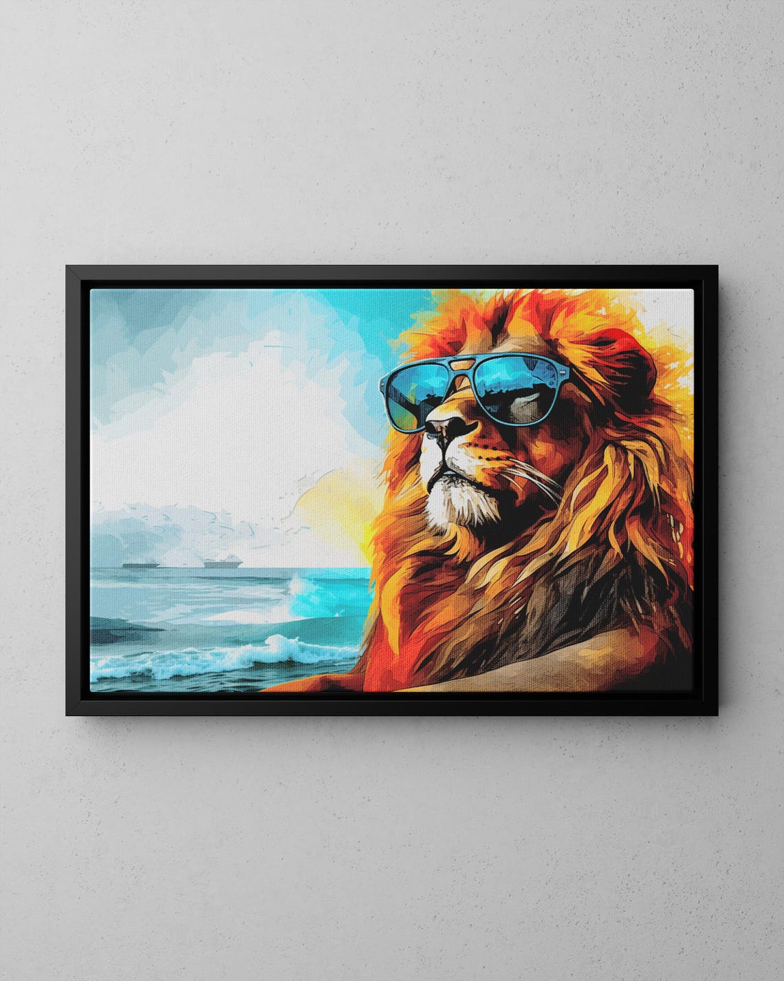 Cool Lion With Sunglasses On The Beach Whimsical Animal Poster