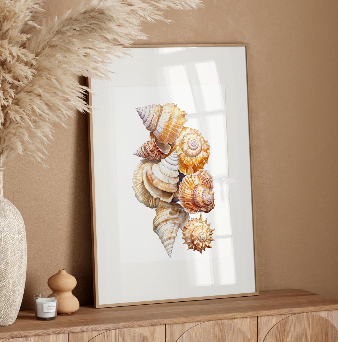 Realistic Watercolor Seashells Art Print Shells Illustration Seashell Collection Beach Coastal Sea Wall Decor