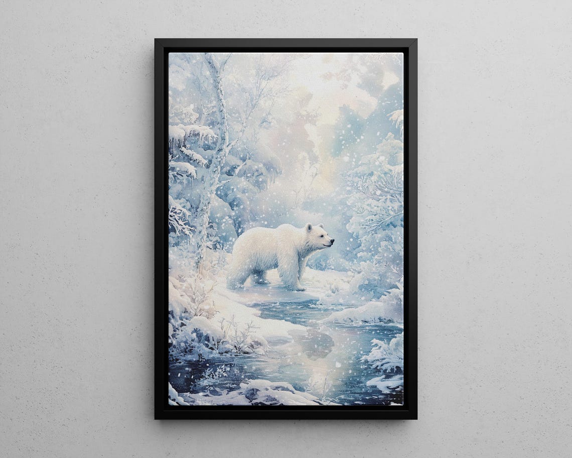 Polar Bear In Snowy Winter Landscape Soft White Wildlife Poster