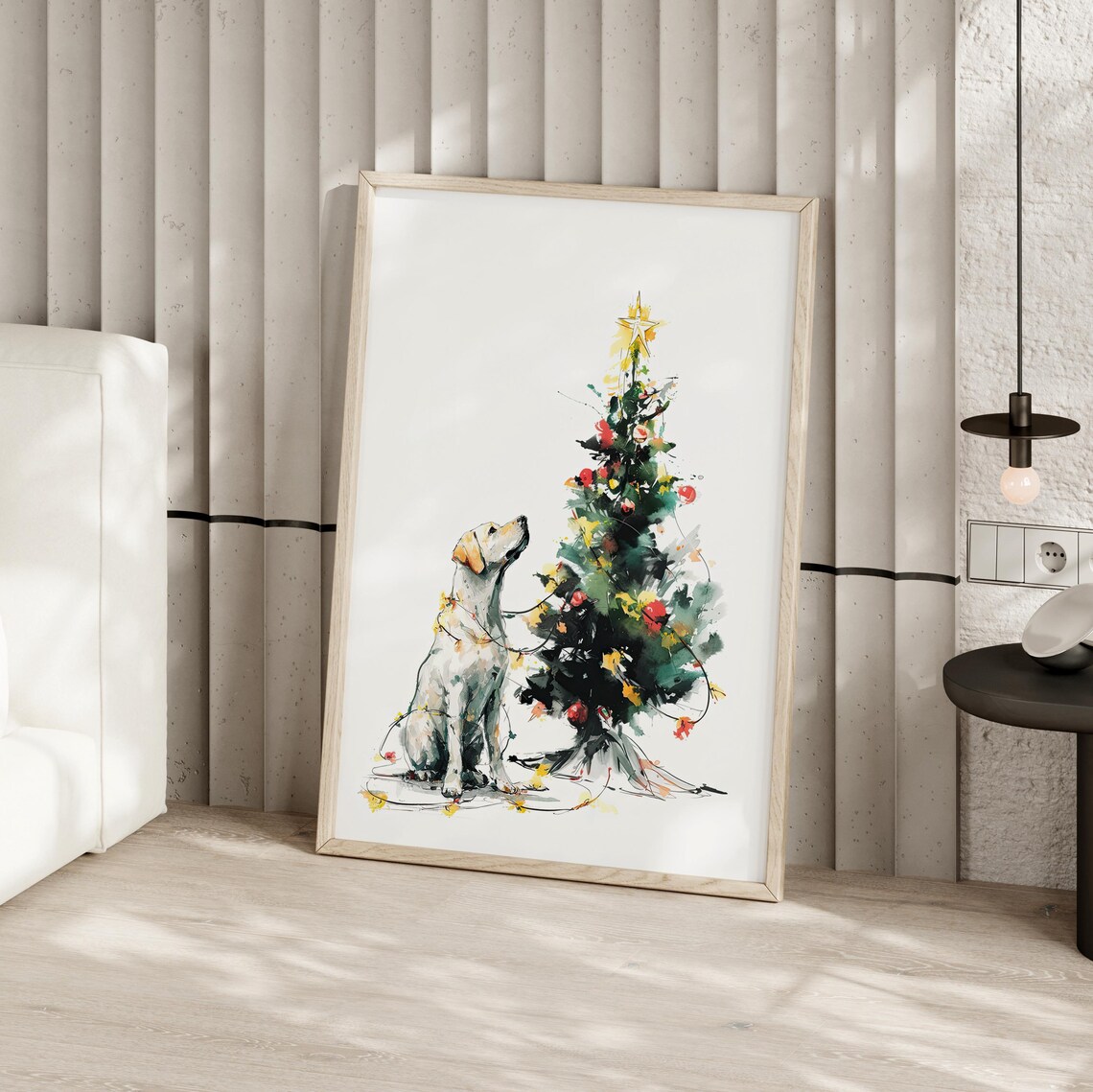 Labrador Retriever Christmas Tree Watercolor Holiday Dog Poster