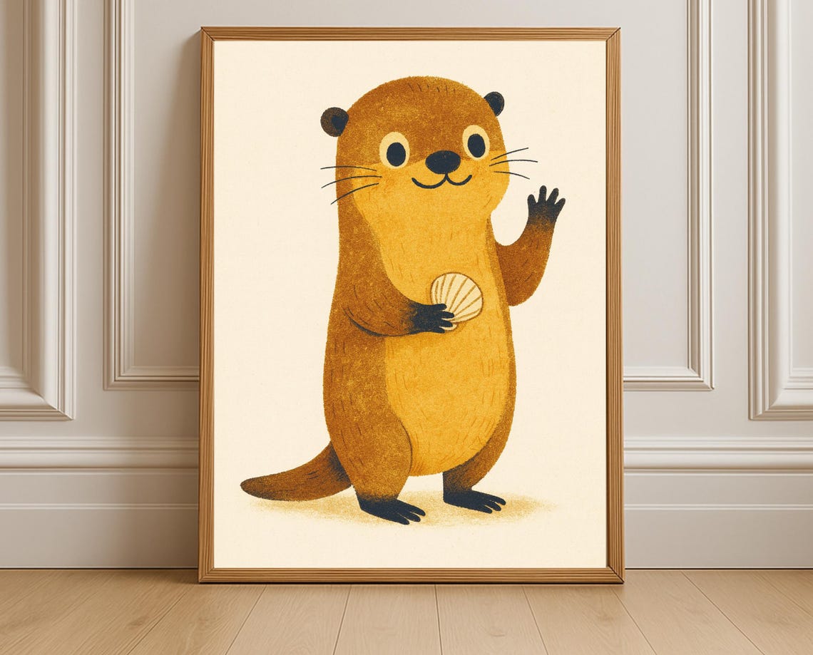 Smiling Otter Nursery Print Coastal Kids Room Decor