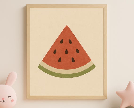 Watermelon Wall Art Summer Fruit Nursery Decor Minimalist For Kids Room Poster