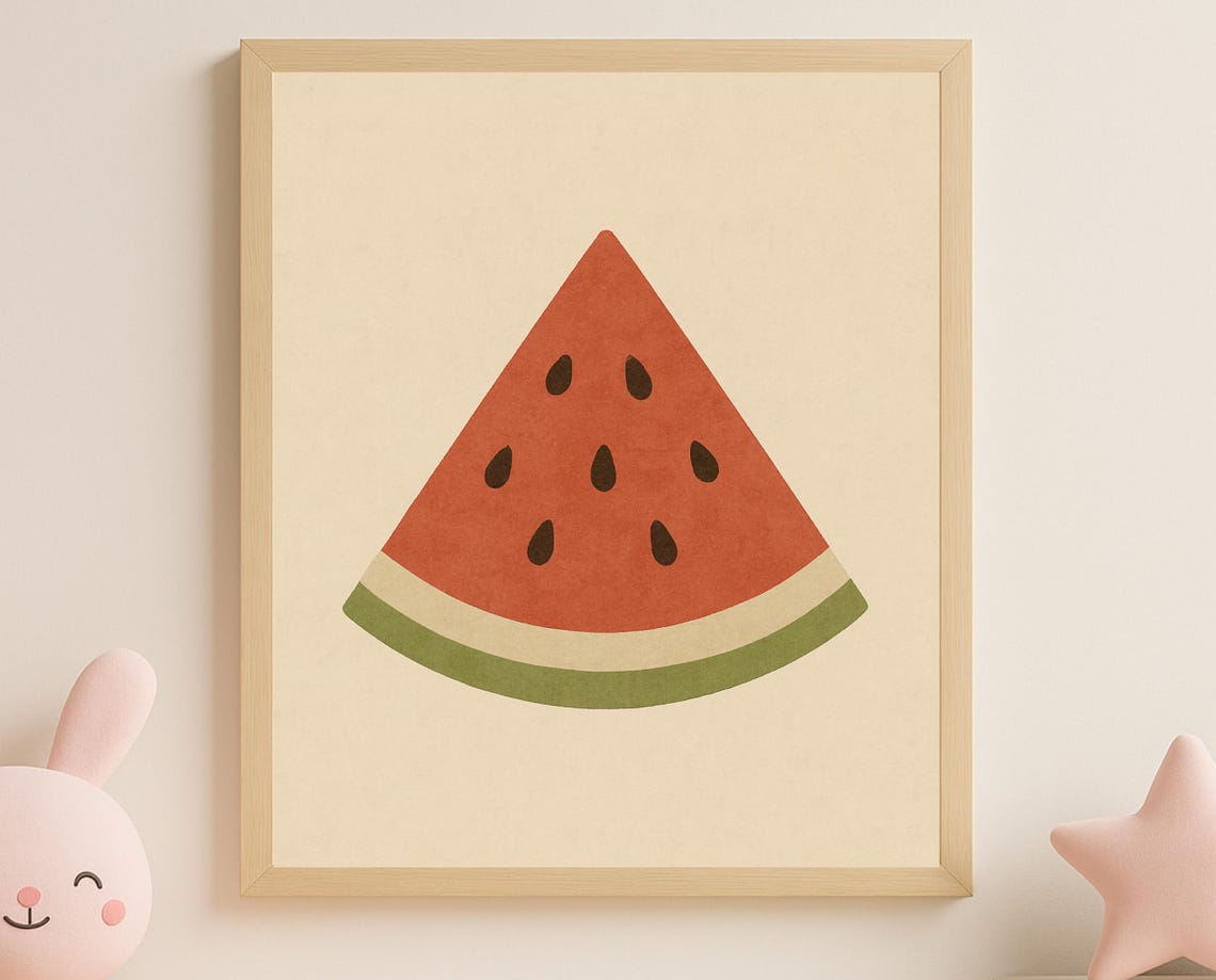 Juicy Watermelon Slice Watercolor Summer Fruit Nursery Poster