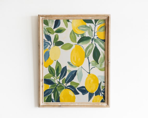 Lemons Botanical Kitchen Wall Art, Poster Print