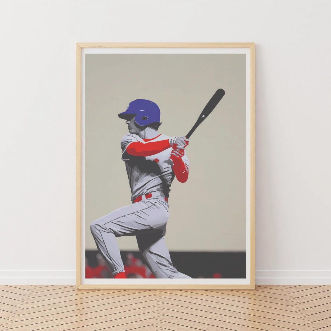 Baseball Batter Powerful Mid-Swing Graphic Sports Action Poster