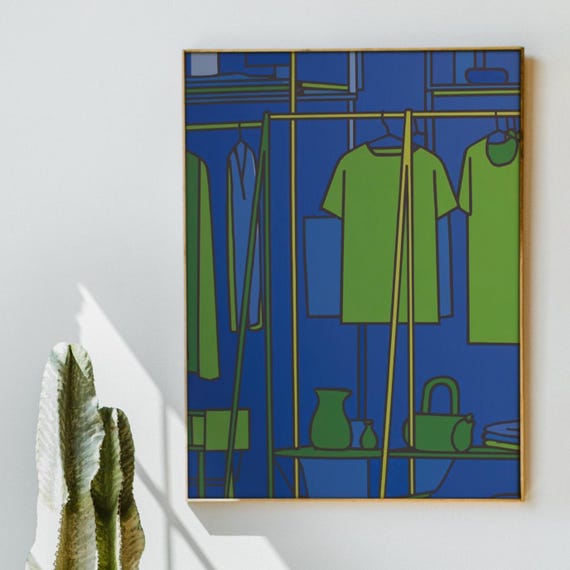 Pop Art Fashion Print Modern Interior Styling Green Blue Wall Decor