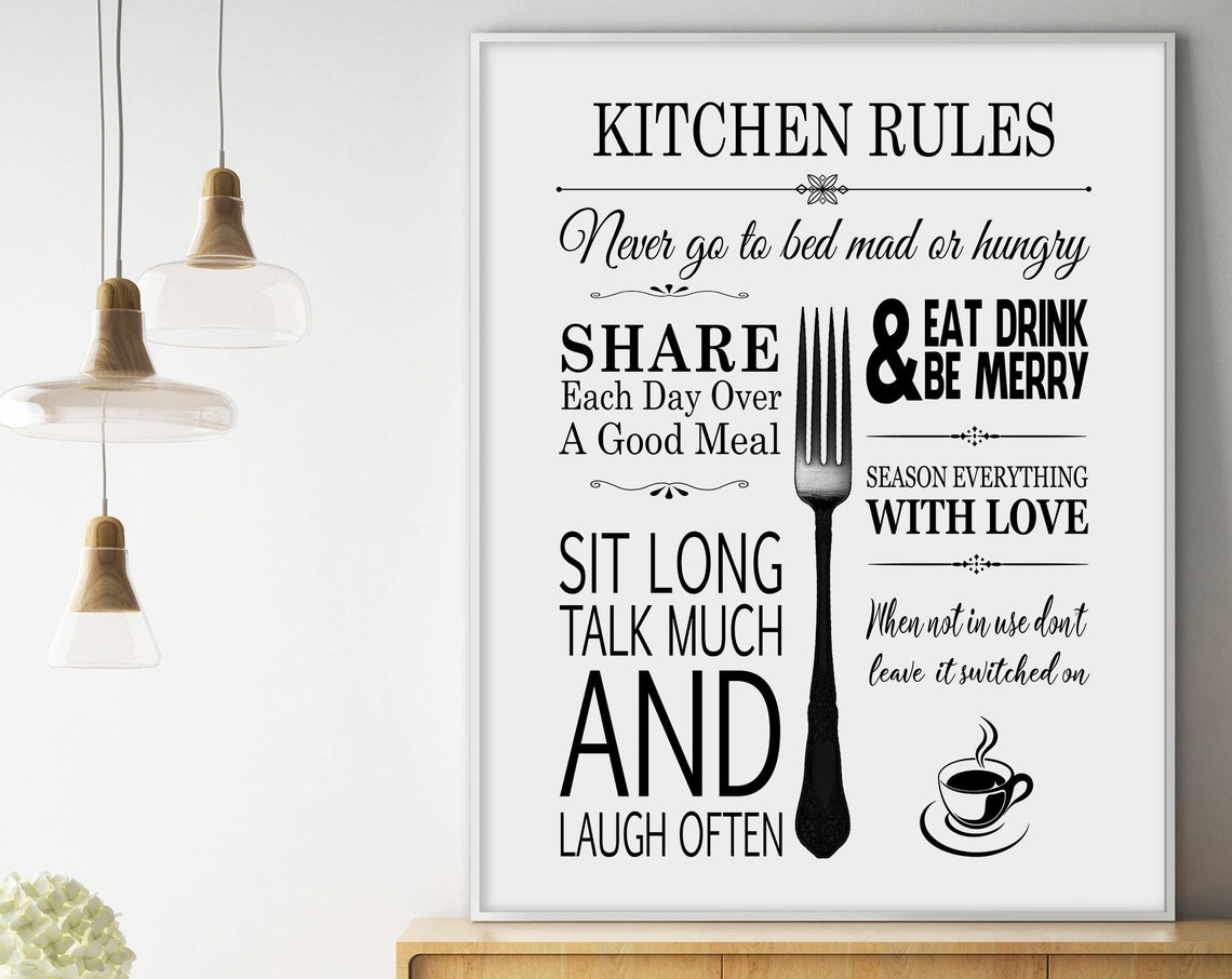 Kitchen Rules Inspirational Family Quote Typography Wall Poster