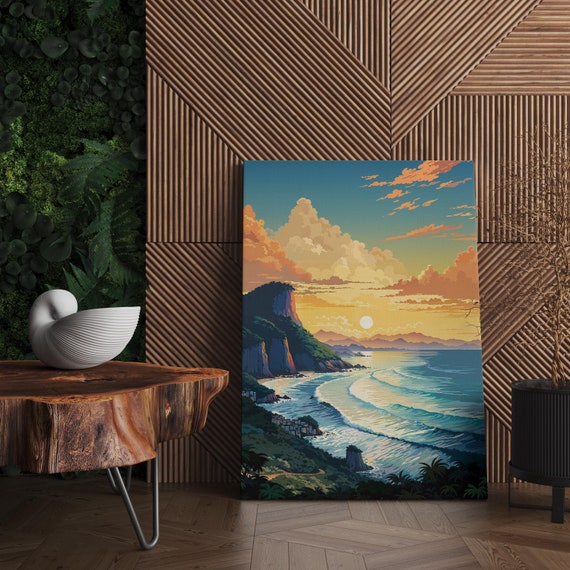 Rio De Janeiro Art Vibrant Beach Scene For Travel Enthusiasts Tropical Sunset Wall Decor